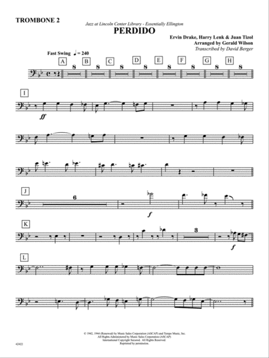 Perdido: 2nd Trombone Jazz Ensemble scores gallery preview page 1