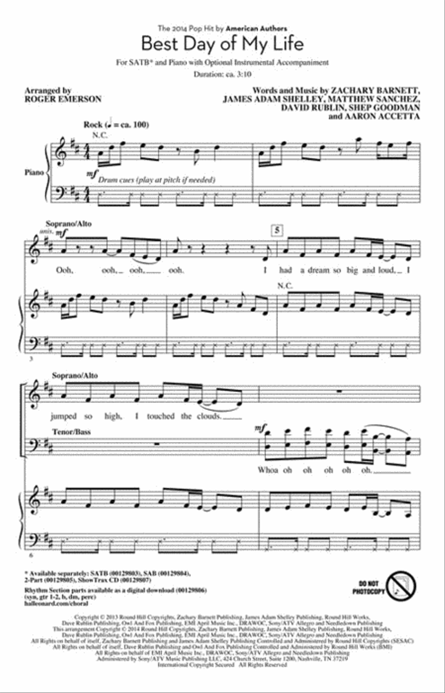 Best Day of My Life Choir scores gallery preview page 2