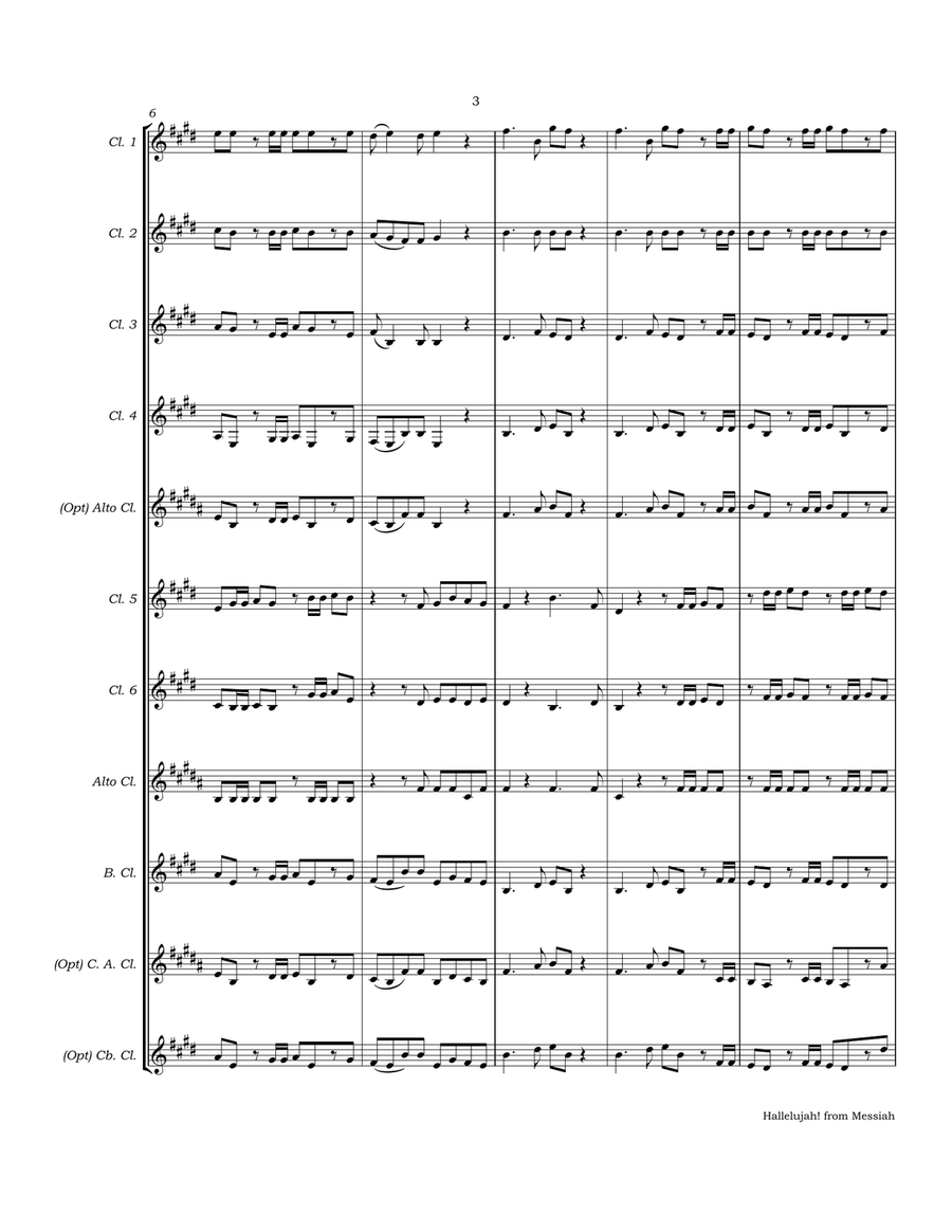 Hallelujah from The Messiah for Clarinet Choir Hallelujah from The Messiah for Clarinet Choir Clarinet Choir scores gallery preview page 6