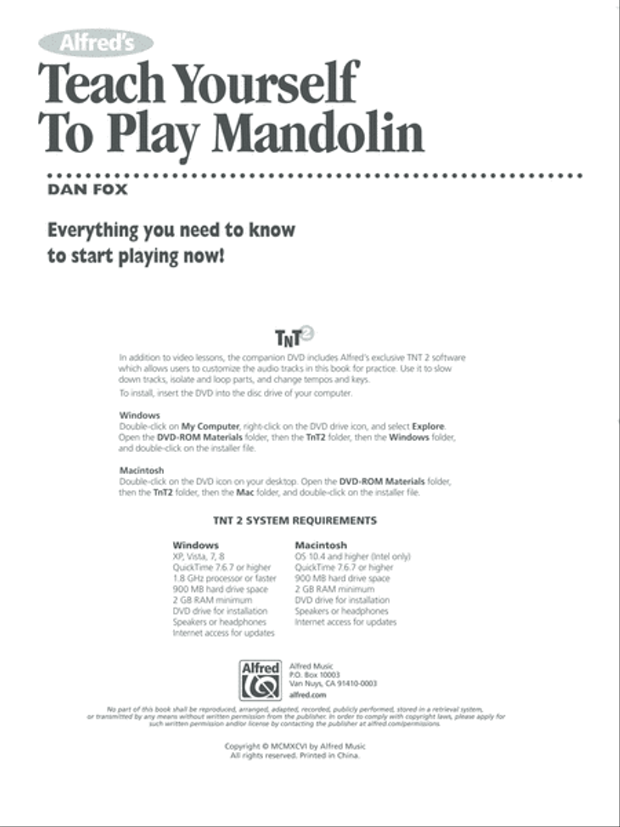Alfred's Teach Yourself to Play Mandolin Complete Starter Pack Mandolin scores gallery preview page 2