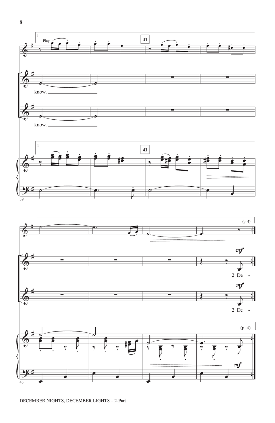 December Nights, December Lights Unison Choir scores gallery preview page 6