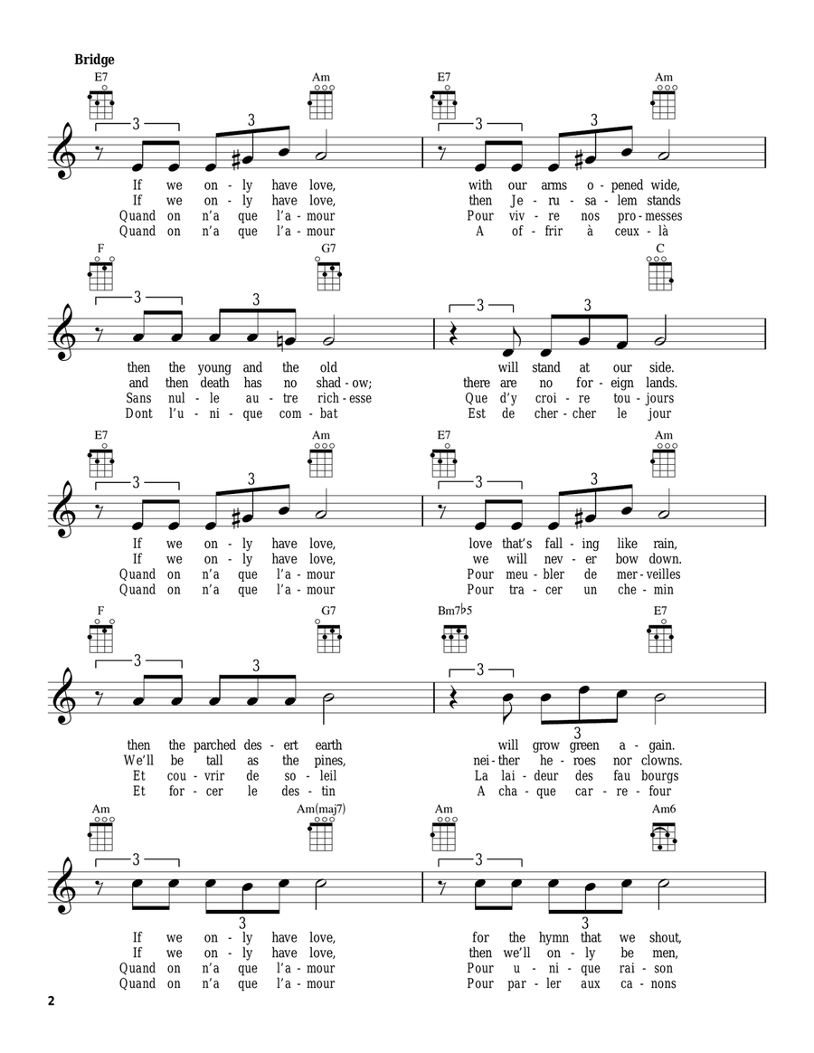 If We Only Have Love (Quand On N'a Que L'amour) Ukulele scores gallery preview page 2