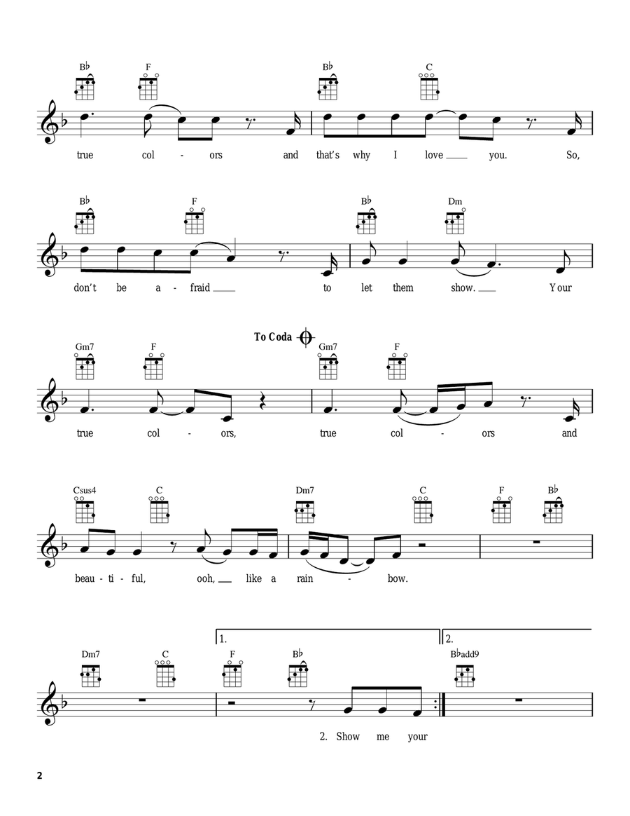 True Colors True Colors Ukulele scores gallery preview page 2