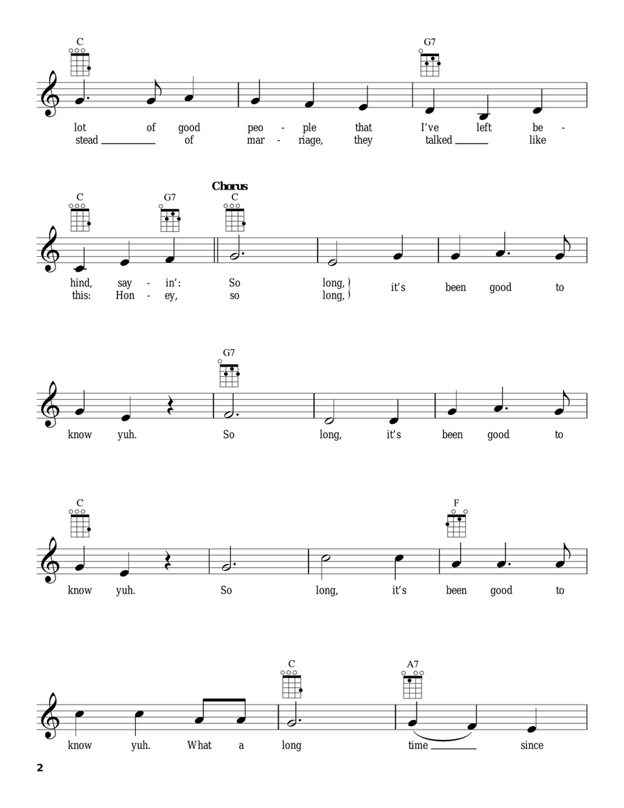 So Long It's Been Good To Know Yuh (Dusty Old Dust) Ukulele scores gallery preview page 2