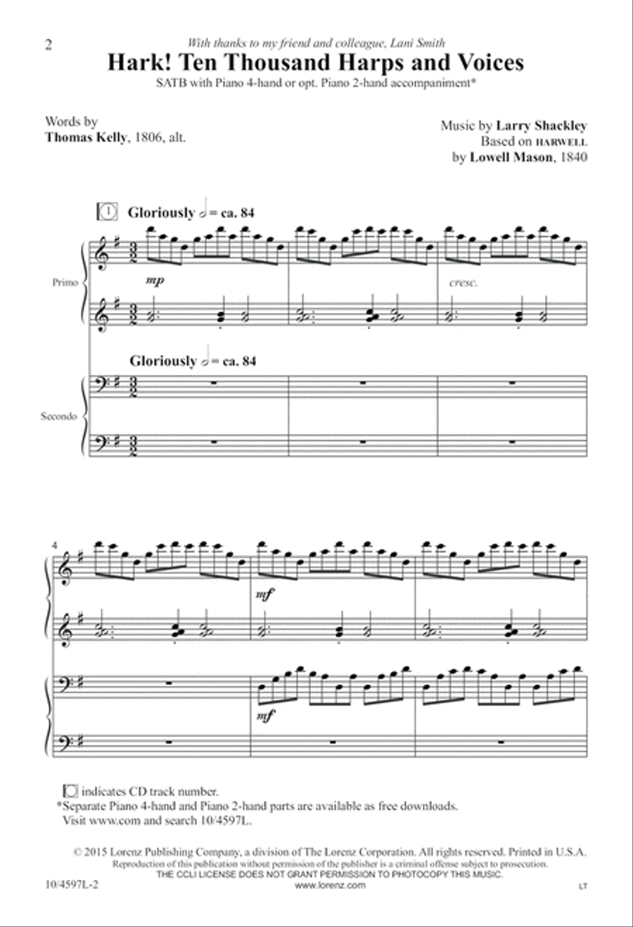 Hark! Ten Thousand Harps and Voices 4-Part scores gallery preview page 3