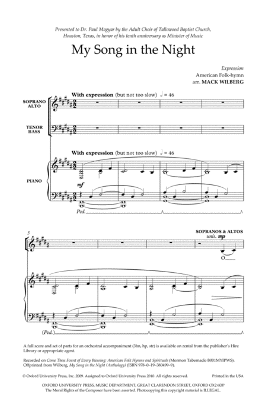 My Song in the Night My Song in the Night 4-Part scores gallery preview page 2