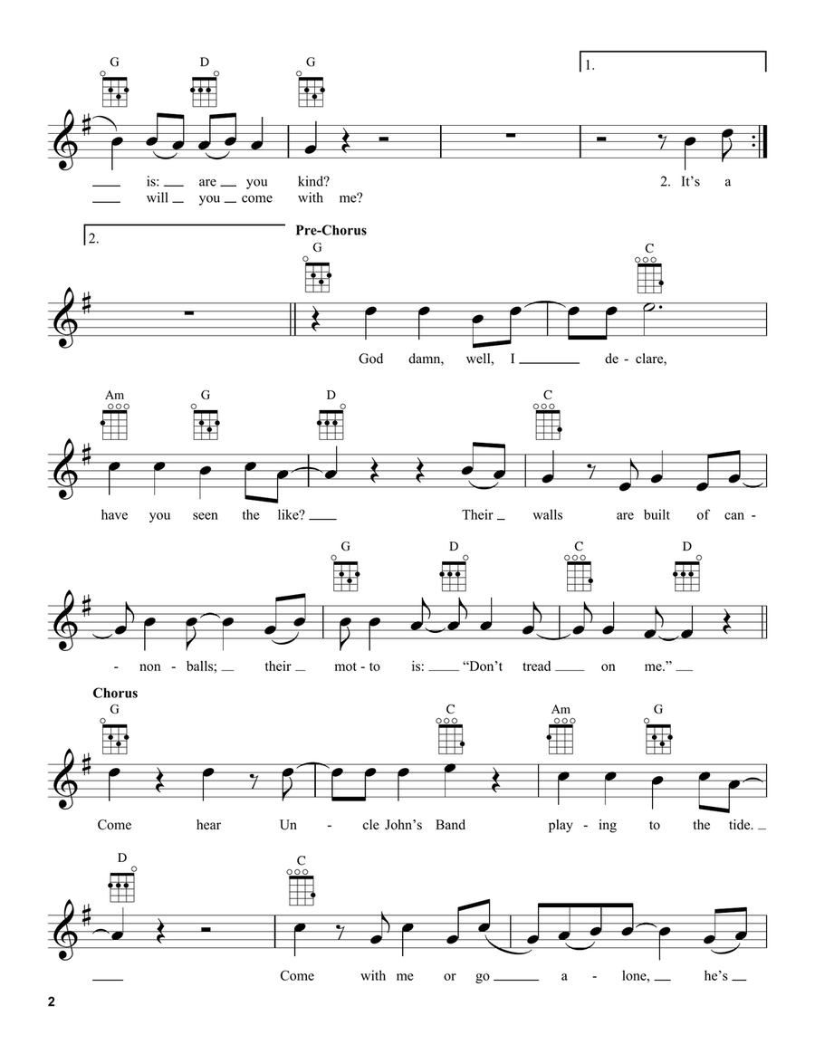 Uncle John's Band Uncle John's Band Ukulele scores gallery preview page 2