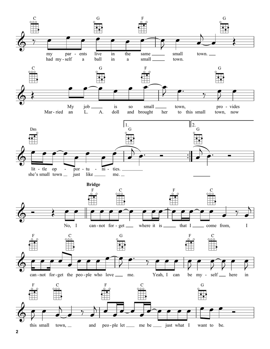 Small Town Small Town Ukulele scores gallery preview page 2