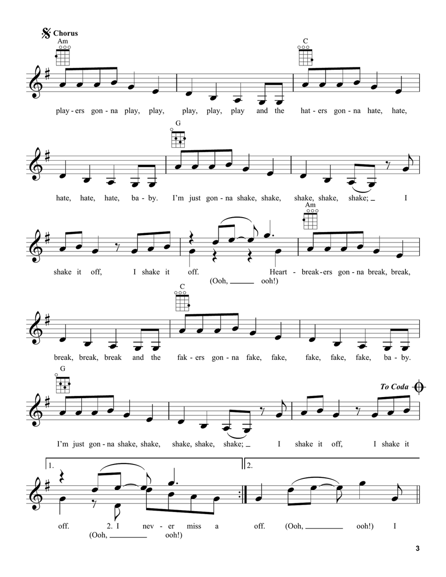 Shake It Off Shake It Off Ukulele scores gallery preview page 3
