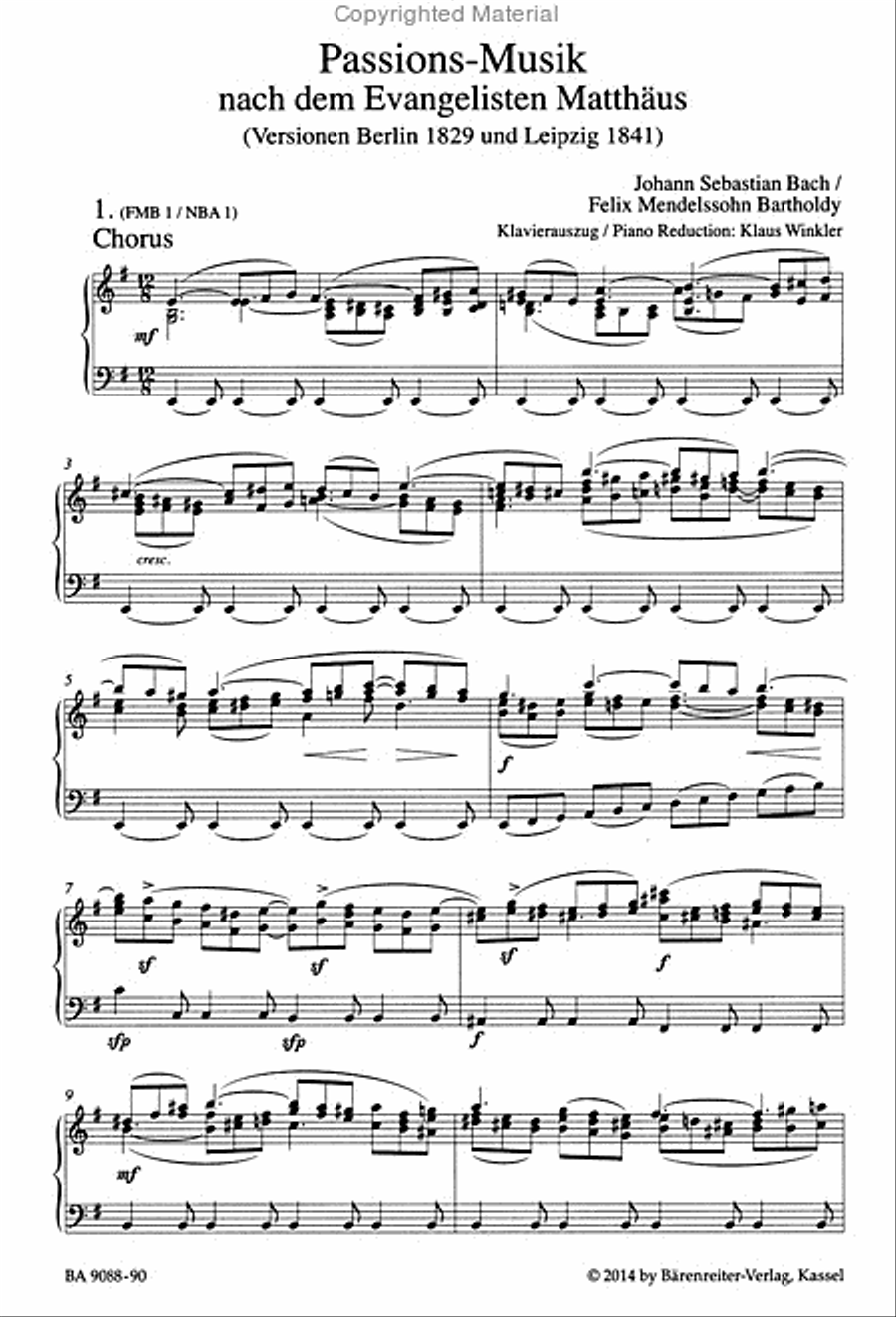 Matthaus-Passion BWV 244 4-Part scores gallery preview page 2