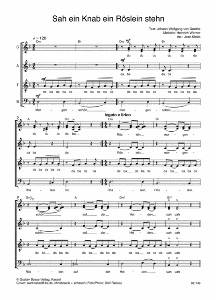 Sah ein Knab ein Röslein stehn 4-Part scores gallery preview page 2