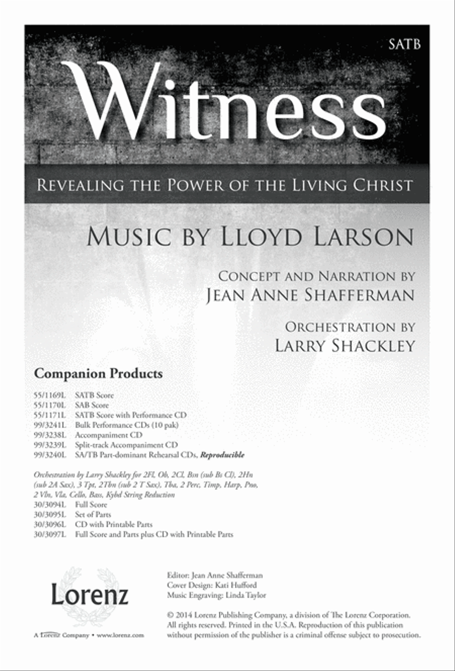 Witness (Digital Download) 4-Part scores gallery preview page 1