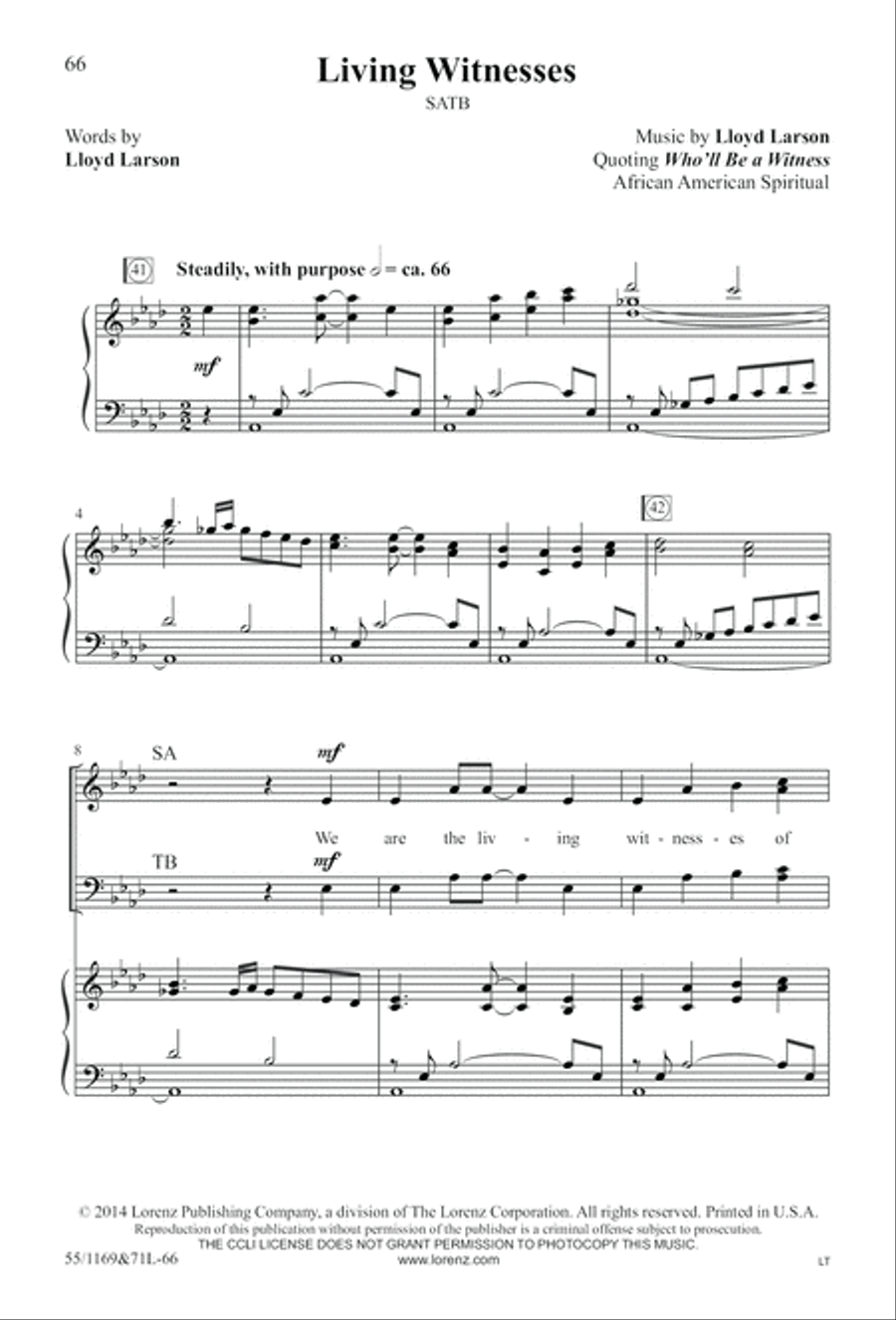 Witness (Digital Download) 4-Part scores gallery preview page 66