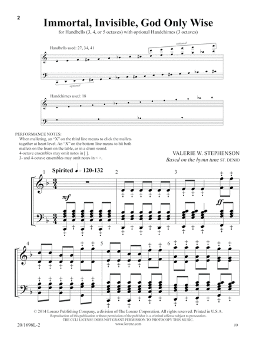 Immortal, Invisible, God Only Wise (Digital Download) 5-Octaves scores gallery preview page 1