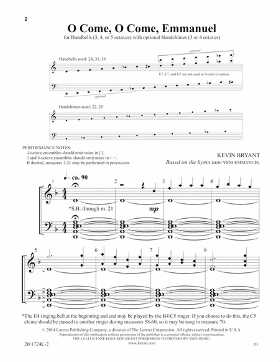 O Come, O Come, Emmanuel (Digital Download) 5-Octaves scores gallery preview page 2