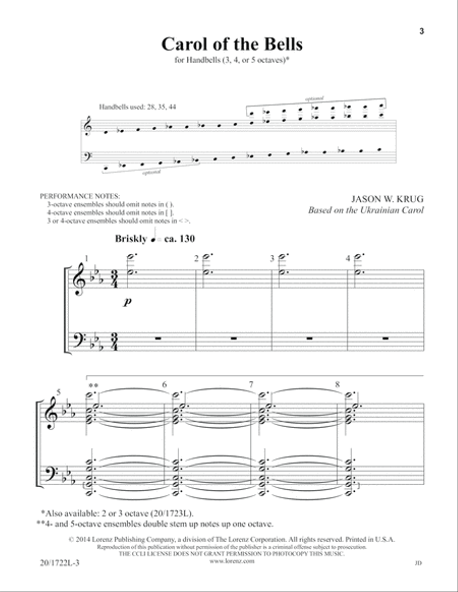 Carol of the Bells (Digital Download) 5-Octaves scores gallery preview page 3