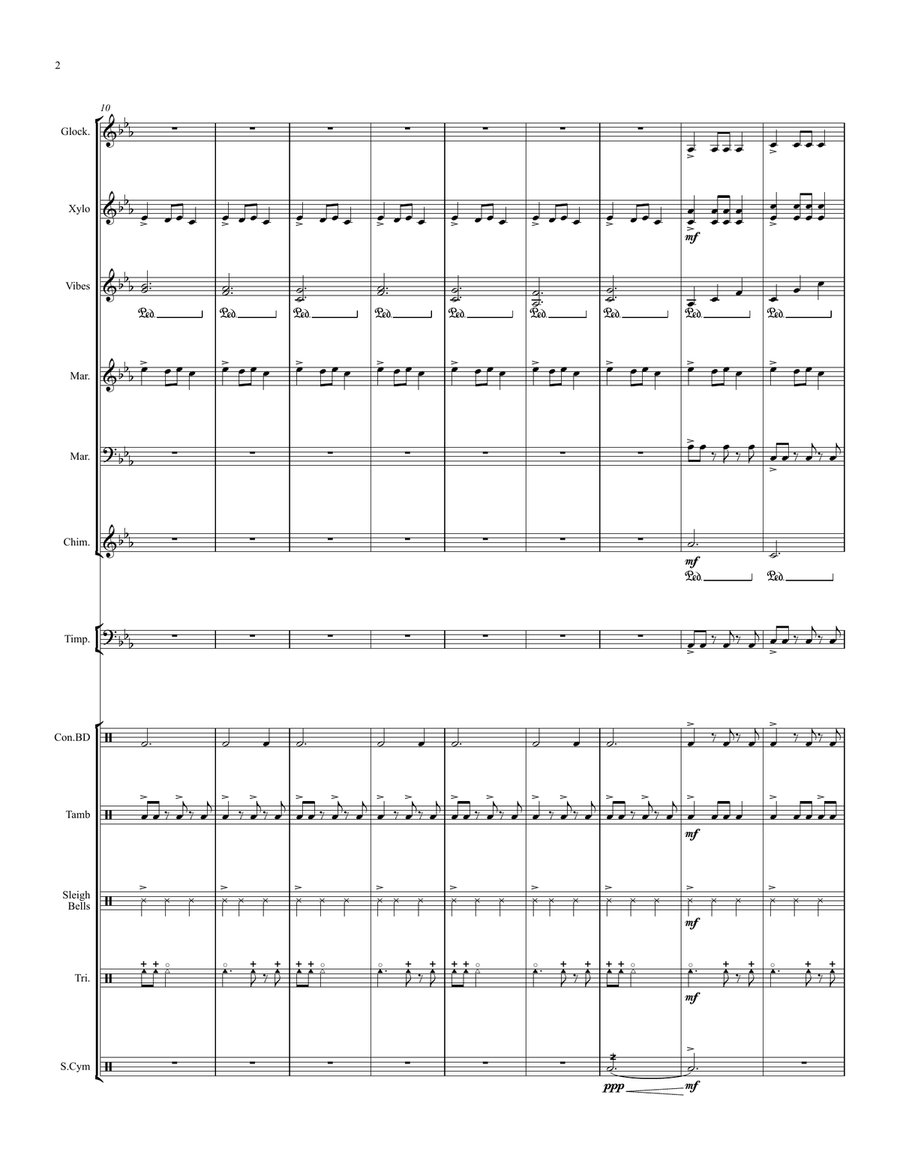 Ukrainian Bell Carol - for Percussion Ensemble Percussion Ensemble scores gallery preview page 3