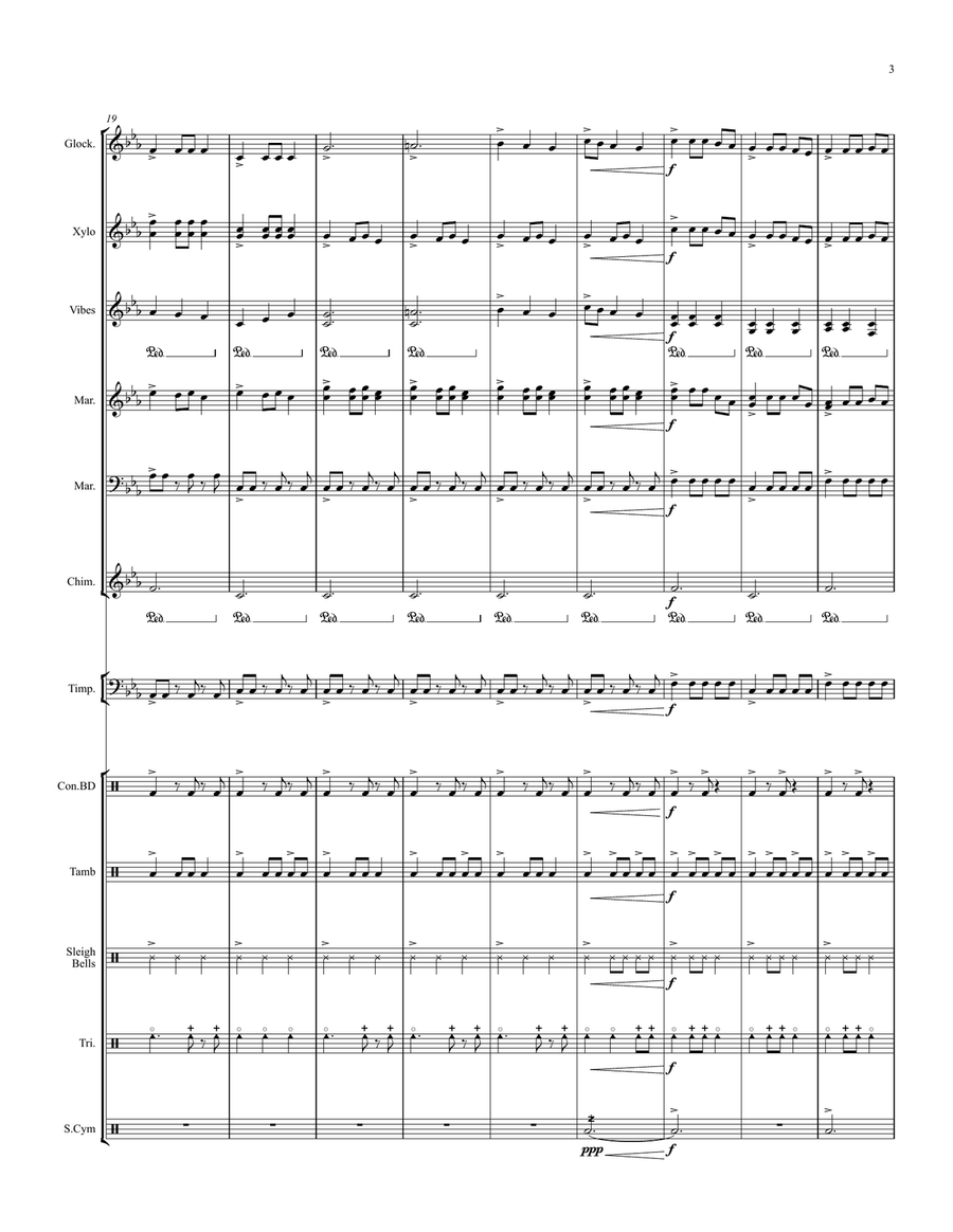 Ukrainian Bell Carol - for Percussion Ensemble Percussion Ensemble scores gallery preview page 4