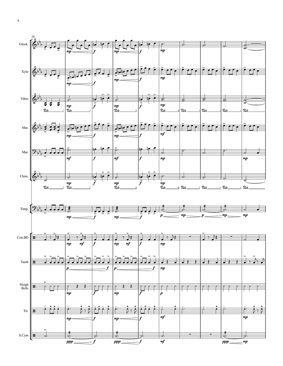 Ukrainian Bell Carol - for Percussion Ensemble Percussion Ensemble scores gallery preview page 5