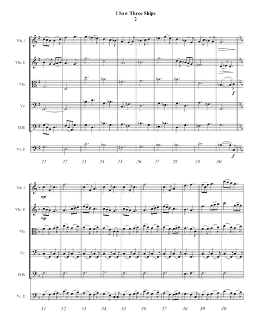 I Saw Three Ships String Quartet scores gallery preview page 6