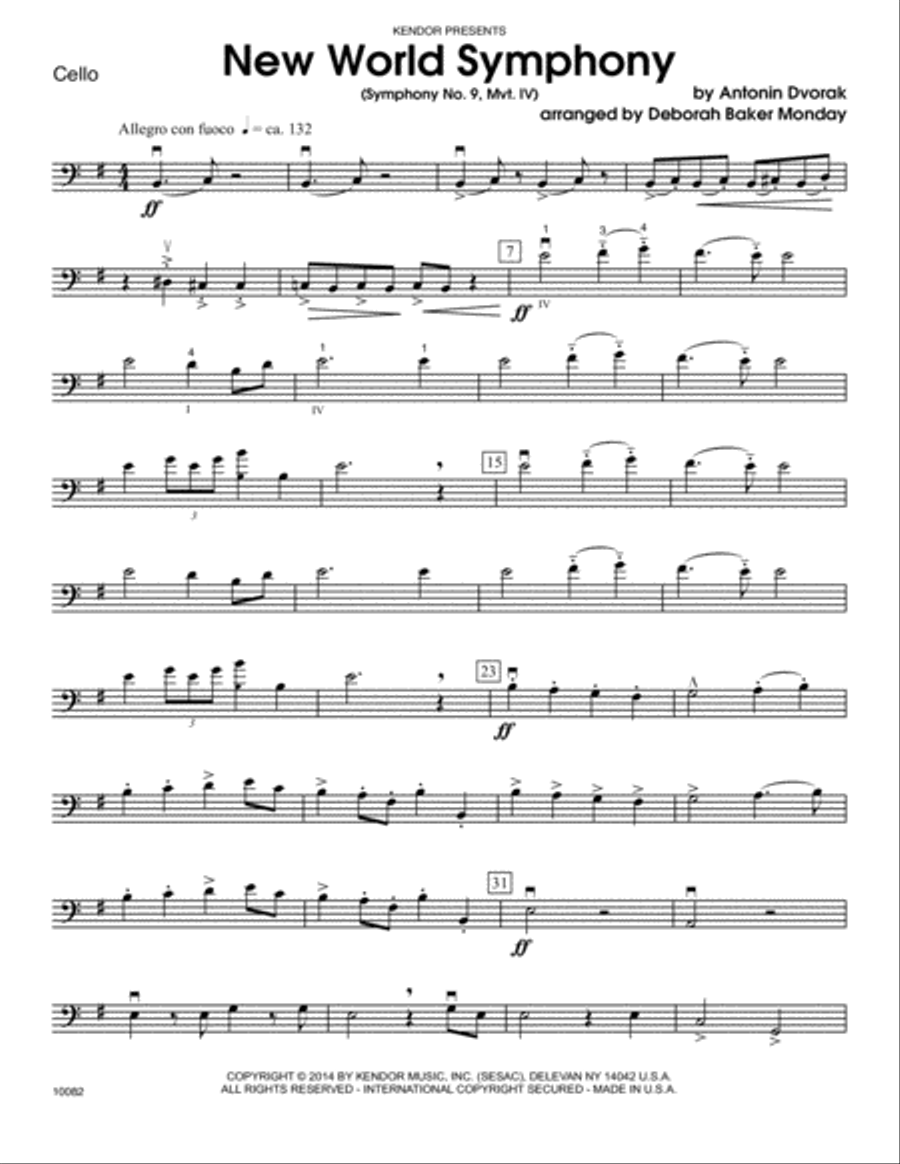 New World Symphony (Symphony No. 9, Mvt. IV) - Cello Orchestra scores gallery preview page 1