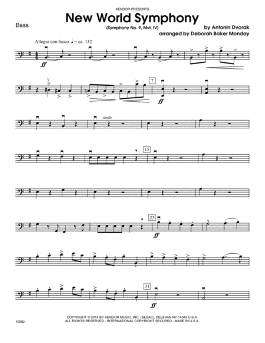 New World Symphony (Symphony No. 9, Mvt. IV) - Bass Orchestra scores gallery preview page 1