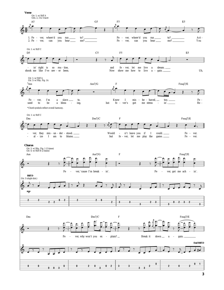 Fever by The Black Keys Acoustic Guitar - Digital Sheet Music page 3