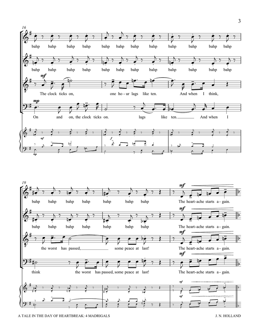 A Tale in Day of Heartbreak, 4 Madrigals for a cappella SATB 4-Part scores gallery preview page 5