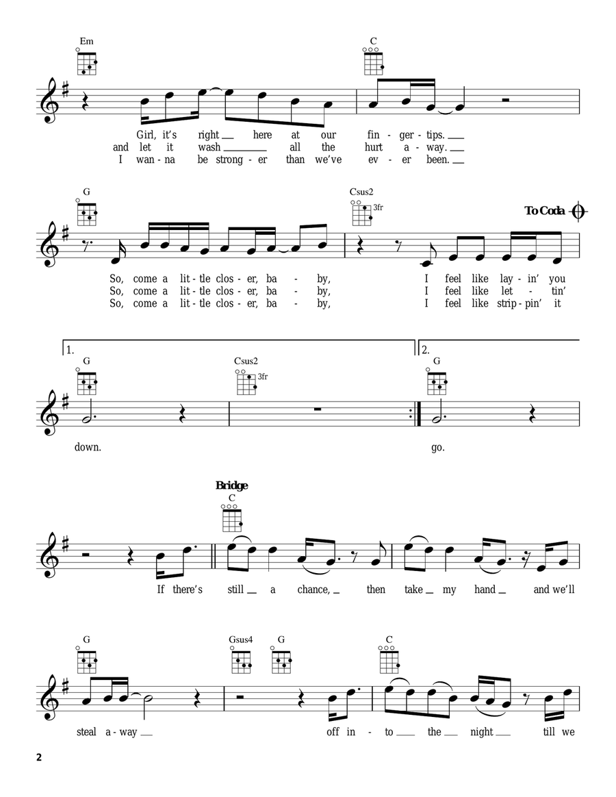 Come A Little Closer Come A Little Closer Ukulele scores gallery preview page 2