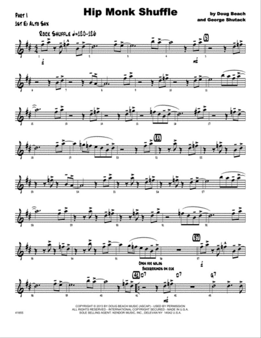 Hip Monk Shuffle - Part 1 - Eb Alto Sax Jazz Ensemble scores gallery preview page 1