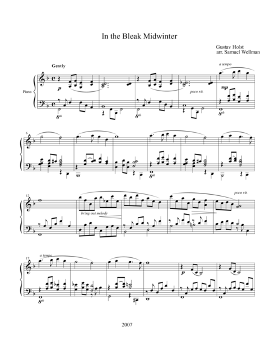 In the Bleak Midwinter In the Bleak Midwinter Piano Solo scores gallery preview page 1