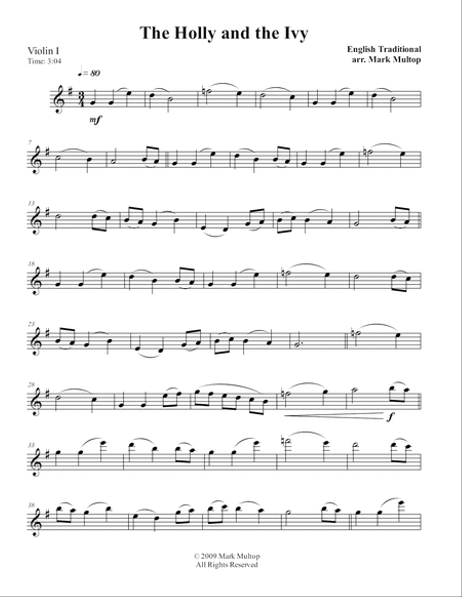 The Holly and the Ivy String Quartet scores gallery preview page 3
