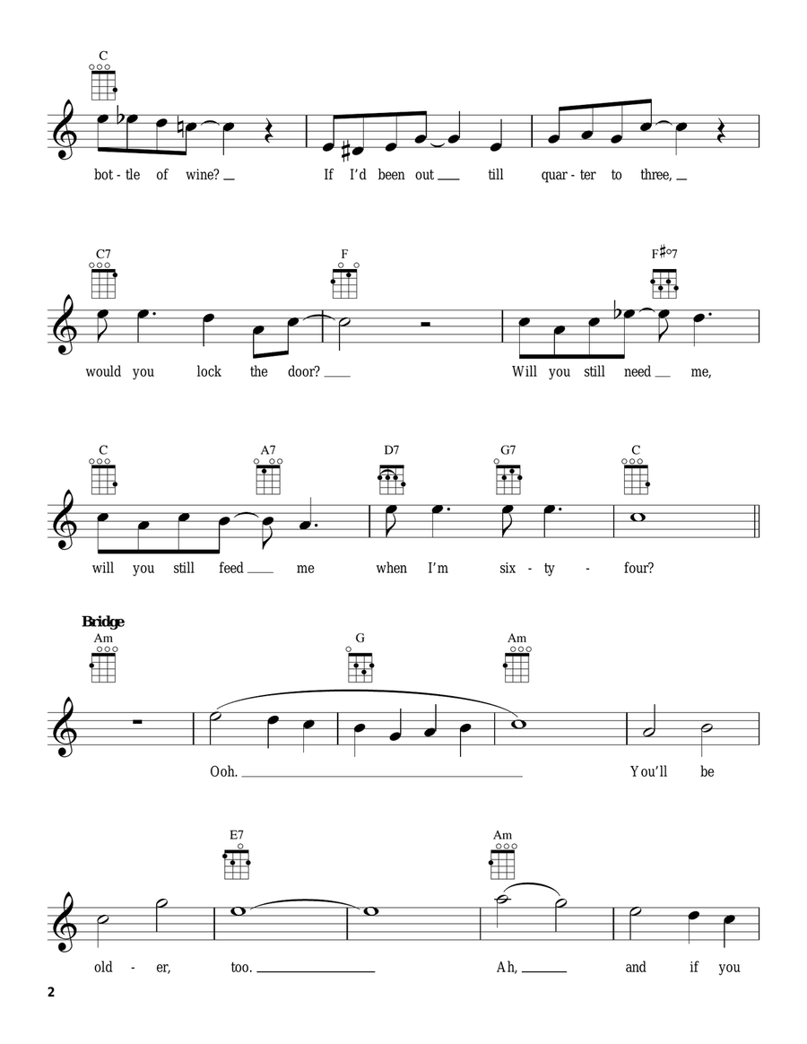 When I'm Sixty-Four When I'm Sixty-Four Ukulele scores gallery preview page 2