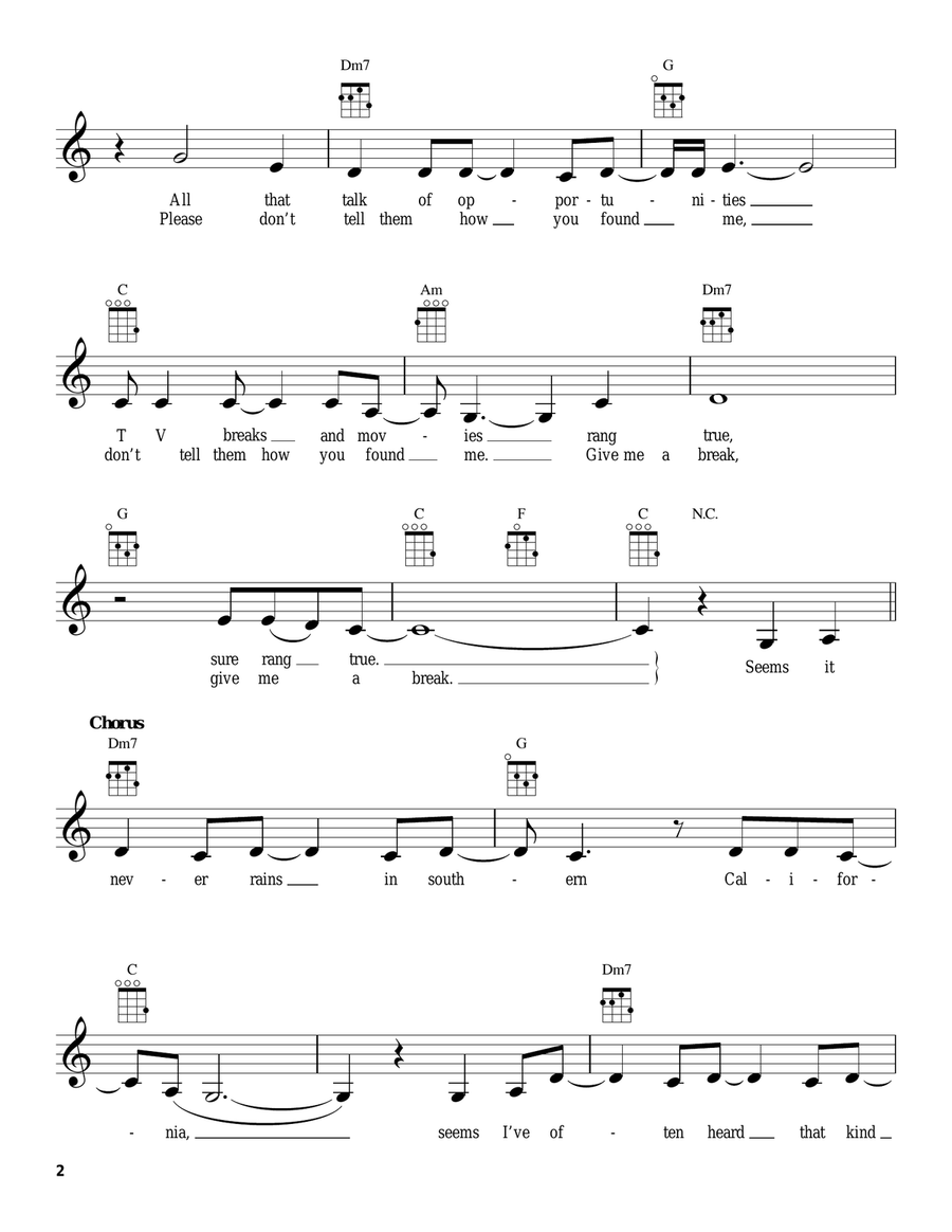 It Never Rains In Southern California Ukulele scores gallery preview page 2