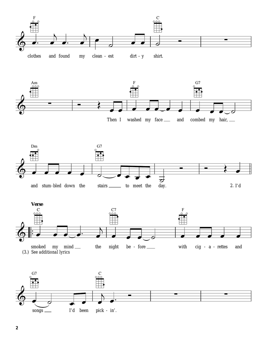 Sunday Mornin' Comin' Down Ukulele scores gallery preview page 2
