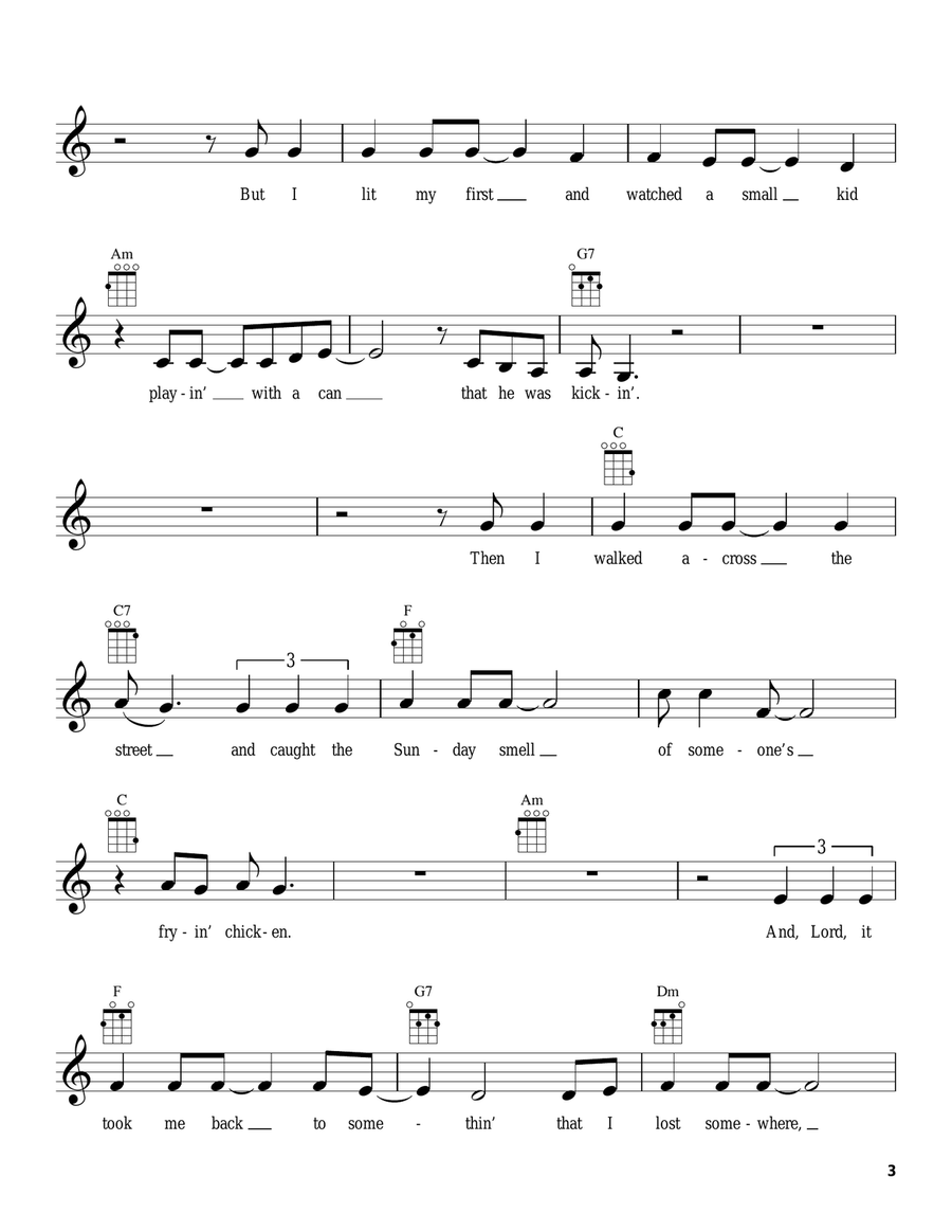 Sunday Mornin' Comin' Down Ukulele scores gallery preview page 3