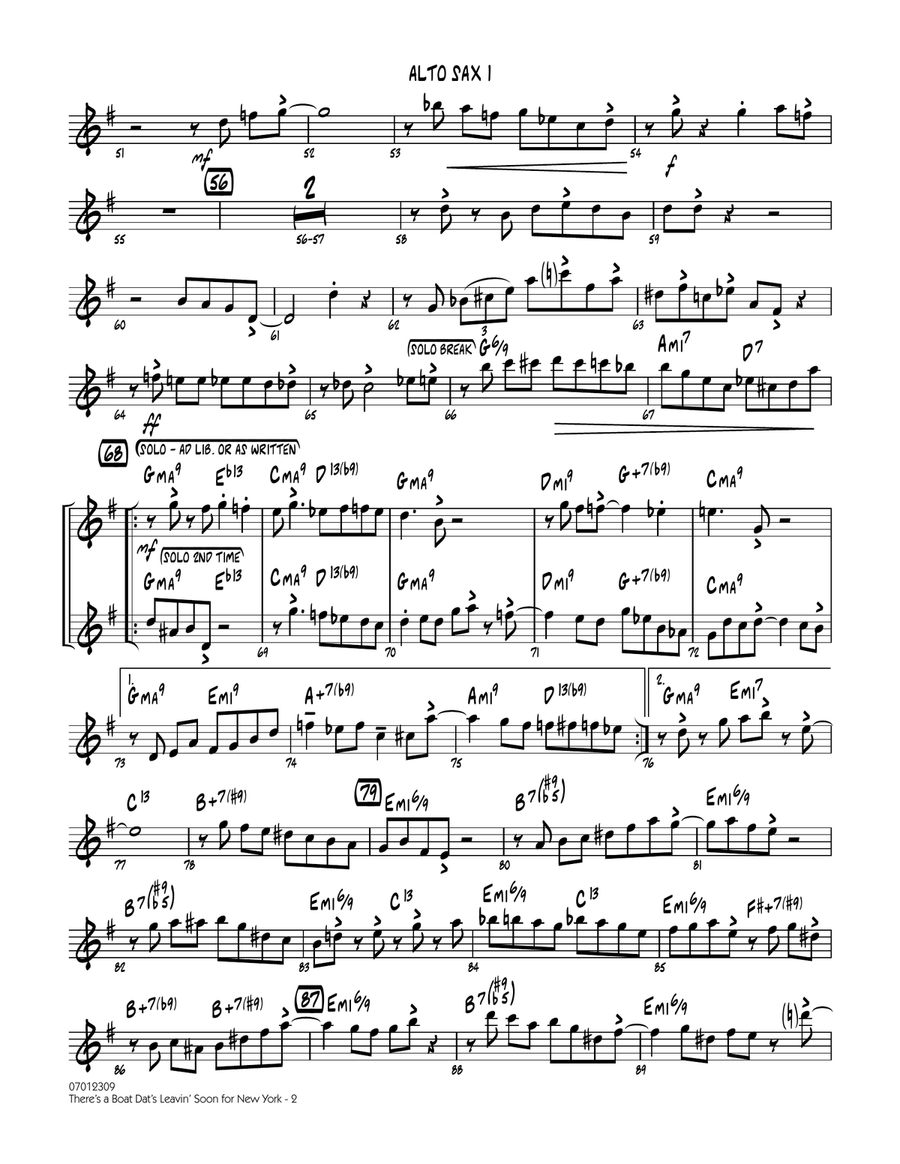 There's a Boat Dat's Leavin' Soon for New York (from Porgy & Bess) - Alto Sax 1 Jazz Ensemble scores gallery preview page 2