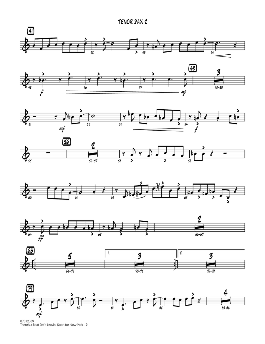 There's a Boat Dat's Leavin' Soon for New York (from Porgy & Bess) - Tenor Sax 2 Jazz Ensemble scores gallery preview page 2