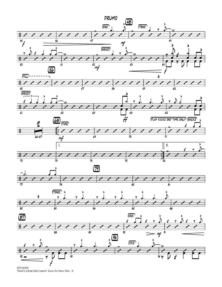 There's a Boat Dat's Leavin' Soon for New York (from Porgy & Bess) - Drums Jazz Ensemble scores gallery preview page 2