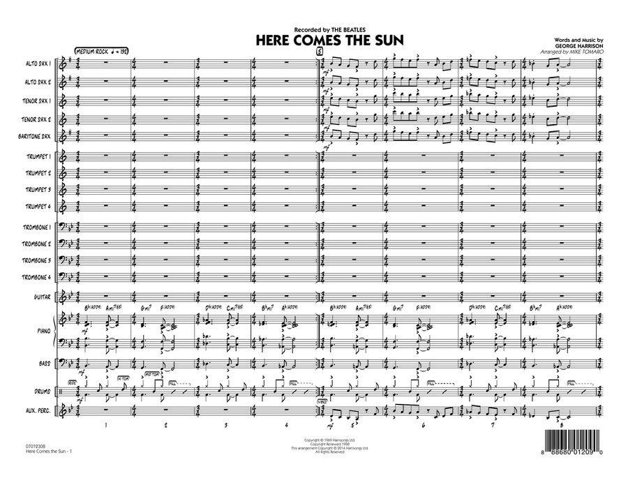 Here Comes the Sun - Conductor Score (Full Score) Jazz Ensemble scores gallery preview page 1