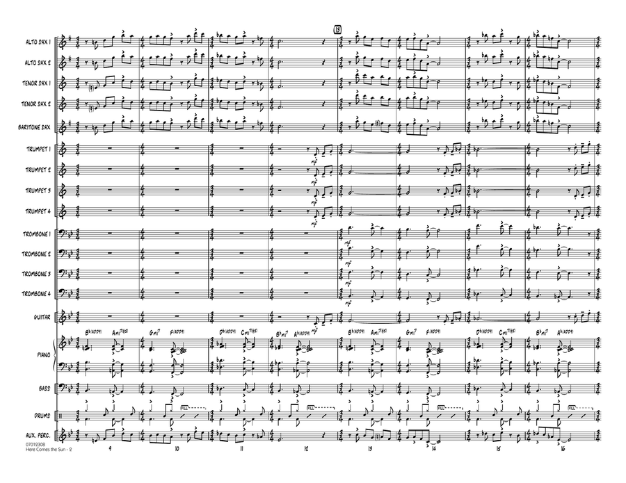 Here Comes the Sun - Conductor Score (Full Score) Jazz Ensemble scores gallery preview page 2