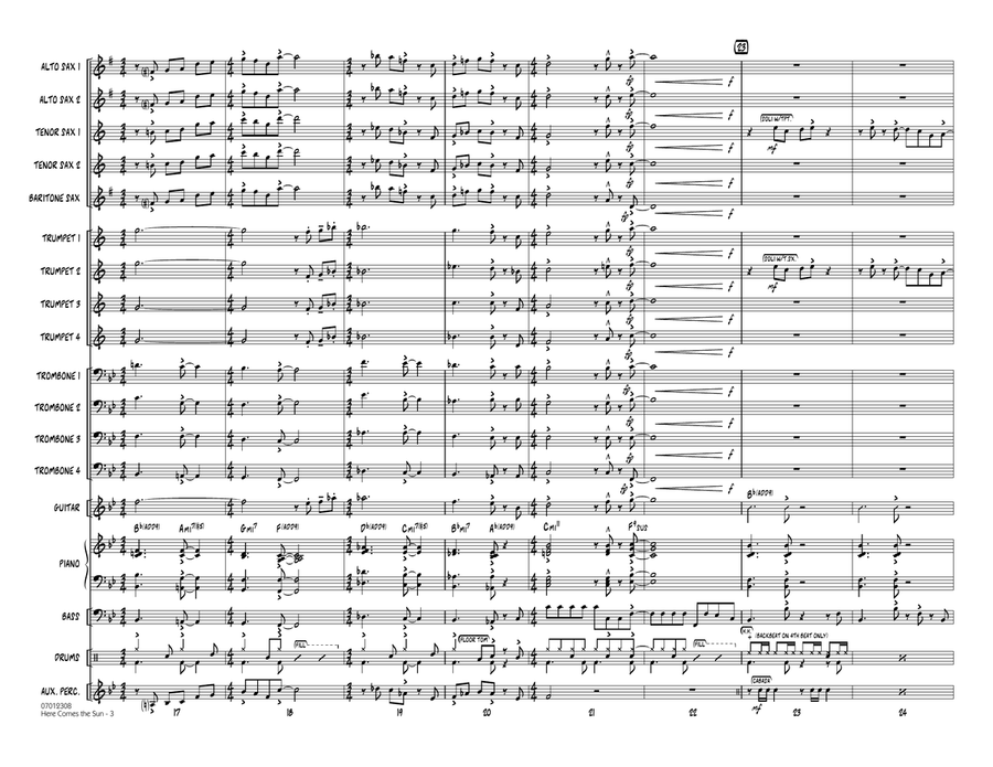 Here Comes the Sun - Conductor Score (Full Score) Jazz Ensemble scores gallery preview page 3
