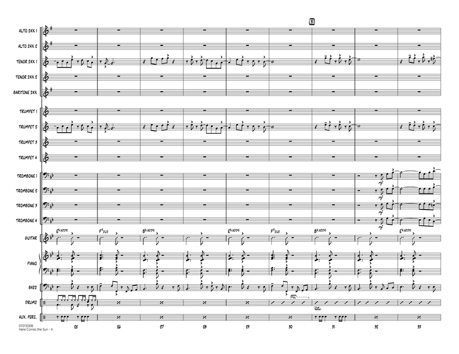 Here Comes the Sun - Conductor Score (Full Score) Jazz Ensemble scores gallery preview page 4