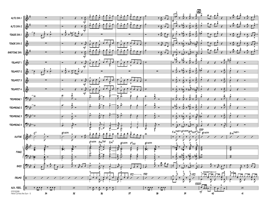 Here Comes the Sun - Conductor Score (Full Score) Jazz Ensemble scores gallery preview page 5