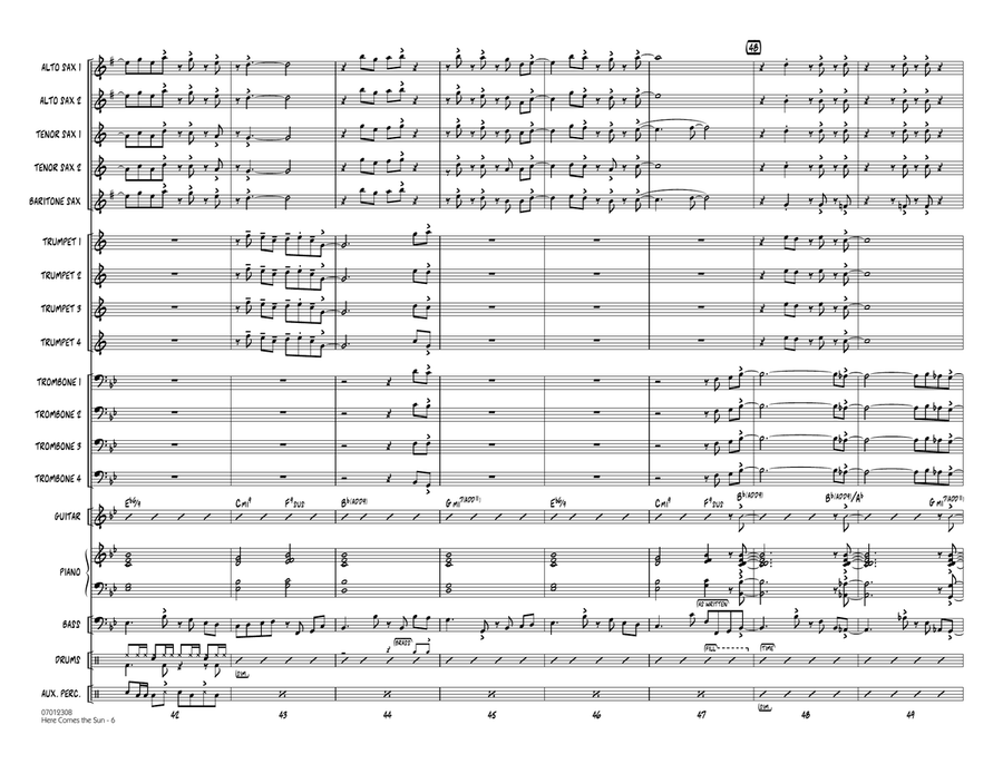 Here Comes the Sun - Conductor Score (Full Score) Jazz Ensemble scores gallery preview page 6