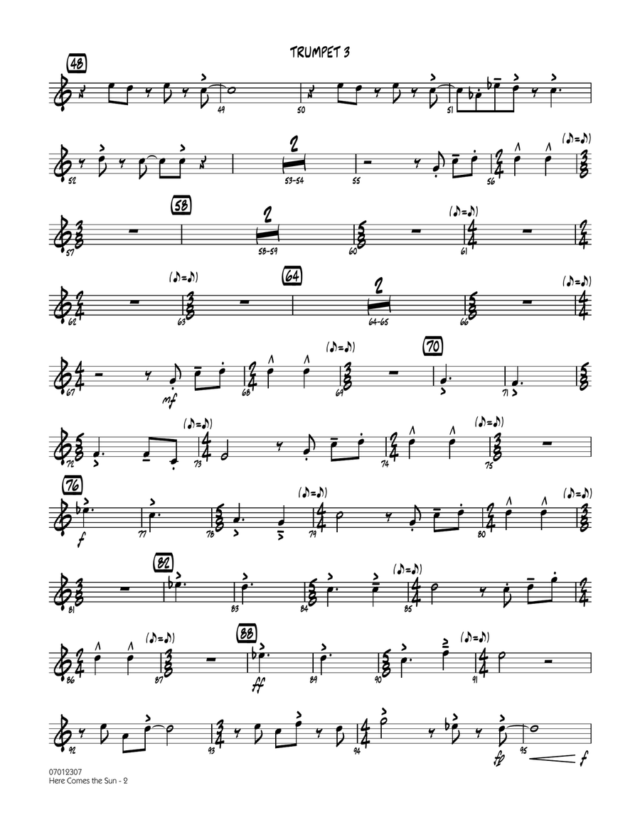 Here Comes the Sun - Trumpet 3 Jazz Ensemble scores gallery preview page 2