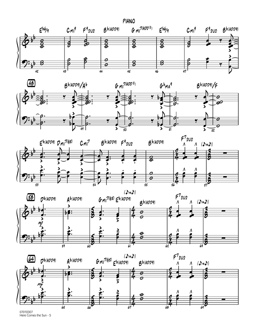 Here Comes the Sun - Piano Jazz Ensemble scores gallery preview page 4