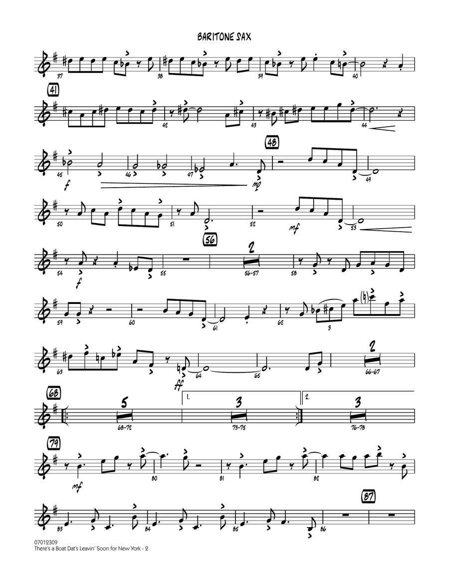 There's a Boat Dat's Leavin' Soon for New York (from Porgy & Bess) - Baritone Sax Jazz Ensemble scores gallery preview page 2