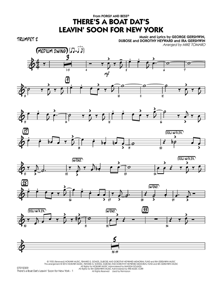 There's a Boat Dat's Leavin' Soon for New York (from Porgy & Bess) - Trumpet 2 Jazz Ensemble scores gallery preview page 1