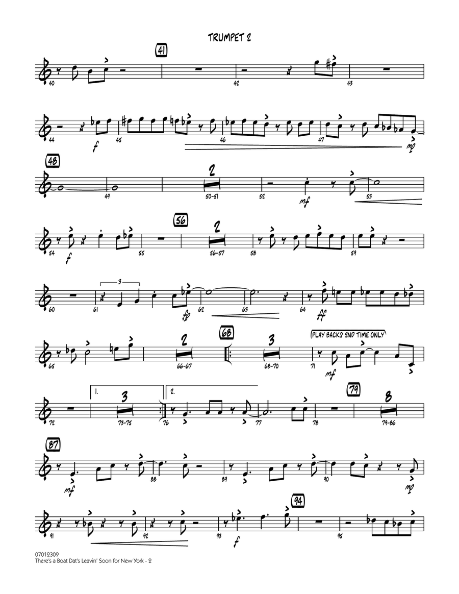 There's a Boat Dat's Leavin' Soon for New York (from Porgy & Bess) - Trumpet 2 Jazz Ensemble scores gallery preview page 2